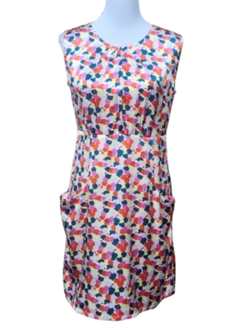 Tulle Anthropologie Multicolor Print Dress Abstract Colorful Pockets Sleeveless